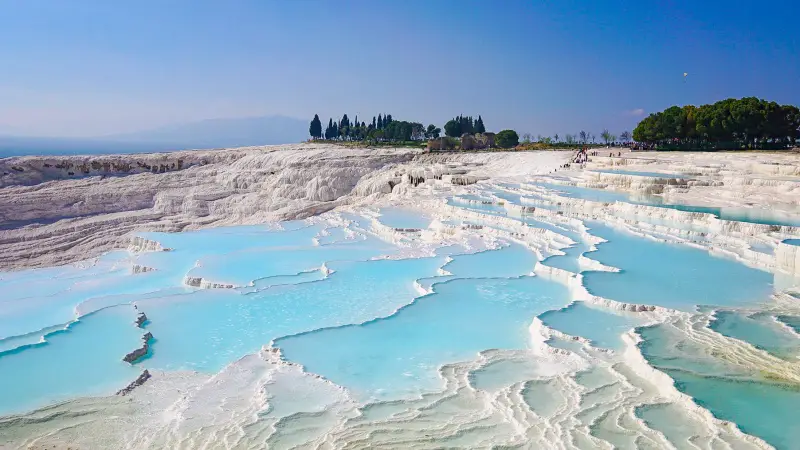 Travertine terraces in Pamukkale, Turkey